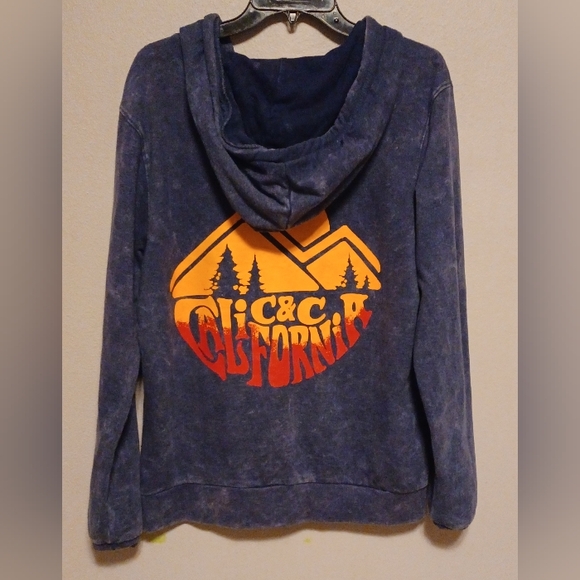 C&C California Pullover Hoodie Womens Size Small Acid Wash Blue Cotton Blend - Picture 2 of 10